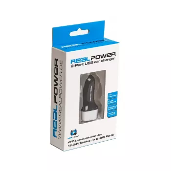 Automobilinis įkroviklis RealPower 176635 Universal Juodas Sidabrinis