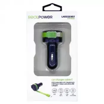 Automobilinis įkroviklis RealPower 257636 Universal Black Green