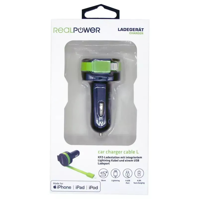 Automobilinis įkroviklis RealPower 257637 Universal Black Green