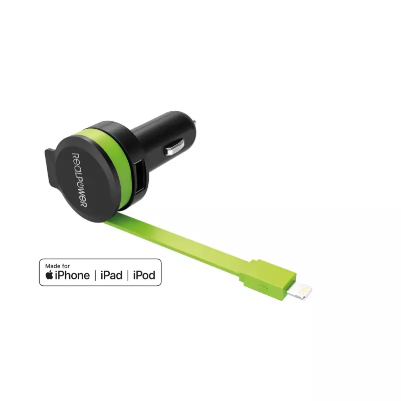 Automobilinis įkroviklis RealPower 257637 Universal Black Green
