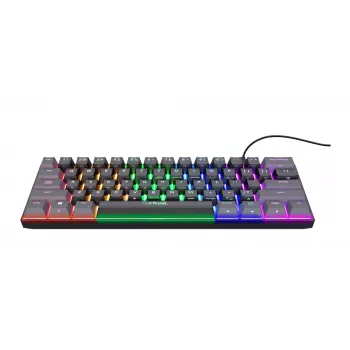 Trust GXT 867 Acira klaviatūra žaidimams USB QWERTZ vokiška juoda pilka 60% mechaninė RGB