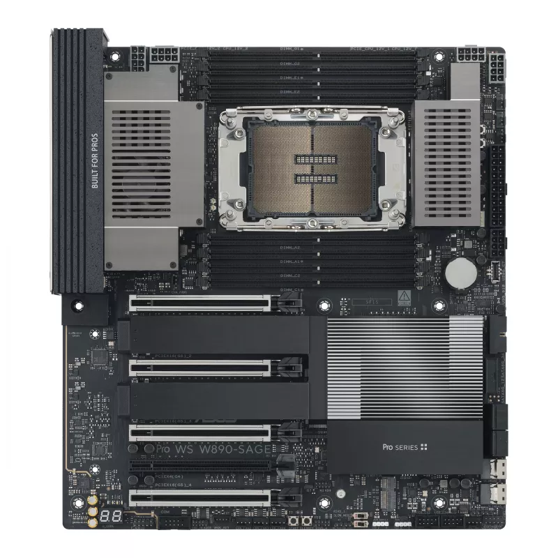 Motininė plokštė ASUS PRO WS W890-SAGE – Intel W890, LGA 4710-2, CEB, 8× DIMM, DDR5, keturių kanalų, 2.5G ir 10G Ethernet