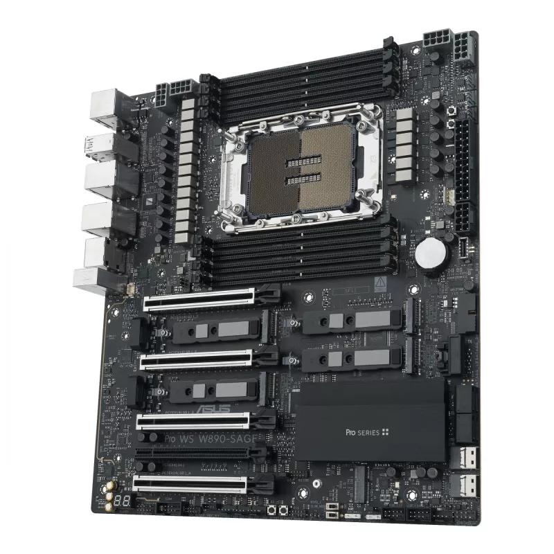 Motininė plokštė ASUS PRO WS W890-SAGE – Intel W890, LGA 4710-2, CEB, 8× DIMM, DDR5, keturių kanalų, 2.5G ir 10G Ethernet