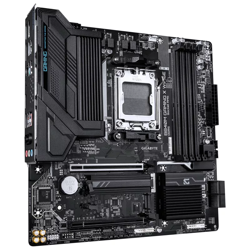 GIGABYTE B840M GAMING X WIFI6E pagrindinė plokštė – AMD Ryzen 9000, 8+2+2 fazių VRM, DDR5 iki 8200MHz, 2xPCIe 4.0 M.2, Wi-Fi 6E, 2.5GbE LAN