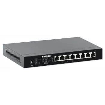 Intellinet 8 prievadų 2.5G Ethernet PoE+ jungiklis – aštuoni 10/100/1000/2500 Mbps PSE PoE+ prievadai, 100 W PoE galios biudžetas, nevaldomas, stalinis, galimas montavimas ant sienos