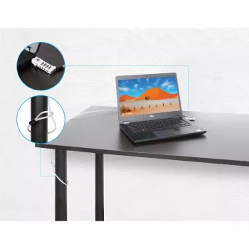 Manhattan Universal 3-in-1 nešiojamojo kompiuterio spyna su kodu, tinka Noble Wedge®, Nano ir K-Slot, 1,8 m plieninis kabelis, sidabrinė