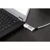 Manhattan Universal 3-in-1 nešiojamojo kompiuterio spyna su kodu, tinka Noble Wedge®, Nano ir K-Slot, 1,8 m plieninis kabelis, sidabrinė