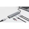 Manhattan USB-C dokų stotelė / centras su kortelių skaitytuvu, 5 prievadai: HDMI, USB-A (x2) ir USB-C (x2), su Power Delivery (PD) 100W – reikalingas išorinis USB-C įkroviklis (neįtrauktas). Maitinama per USB (nereikia išorinio maitinimo šaltinio), kai PD