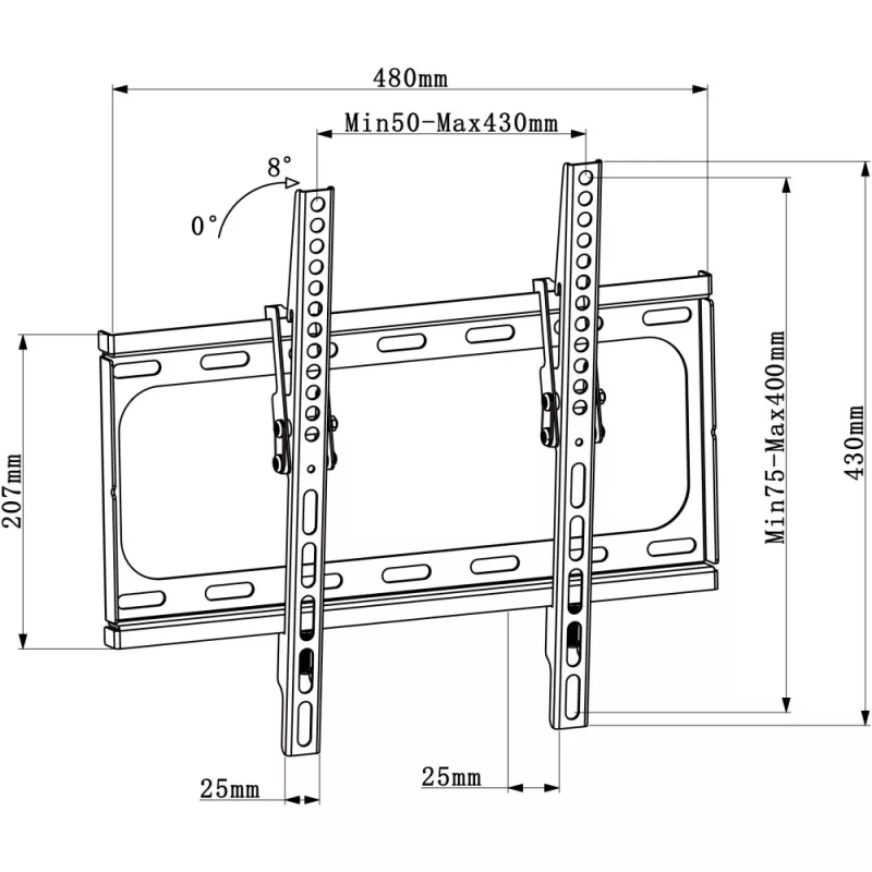 TV laikiklis Techly ICA-PLB 261M, iki 142,2 cm (56 colių), juodas