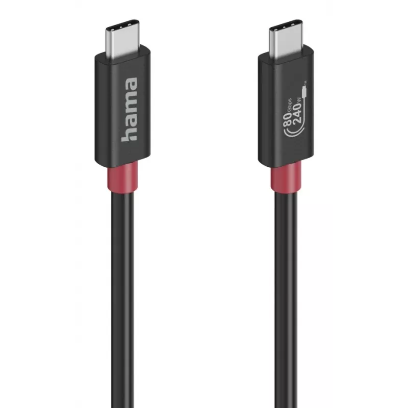 Hama USB-C laidas su E-Marker, USB4 Gen4, 80 Gbit/s, 5 A, 240 W, 1,00 m