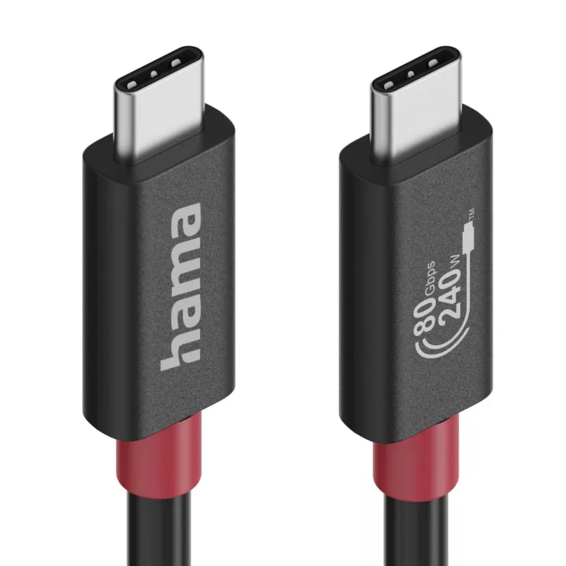 Hama USB-C laidas su E-Marker, USB4 Gen4, 80 Gbit/s, 5 A, 240 W, 1,00 m