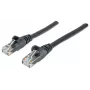 Intellinet tinklo jungiamasis kabelis, Cat6, 0,5 m, juodas, CCA, U/UTP, PVC, RJ45, paauksuoti kontaktai, su apsauga nuo užkliuvimo, su bateliais, viso gyvenimo garantija