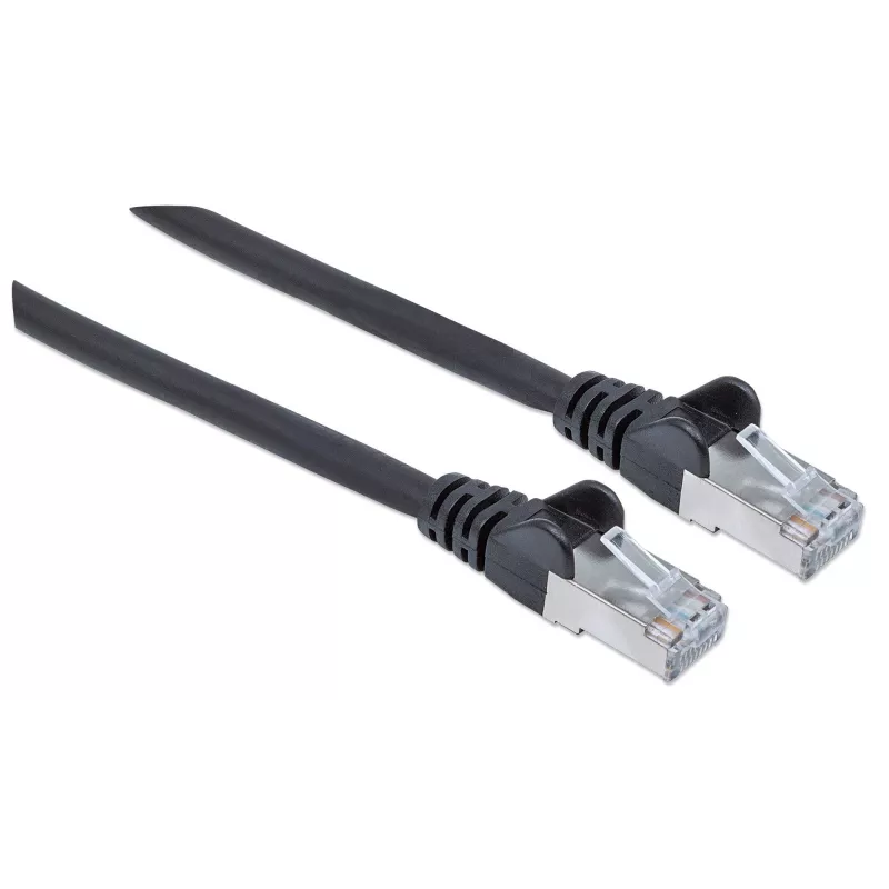 Intellinet tinklo jungiamasis laidas Cat6, 2 m, juodas, varinis, S/FTP, LSOH/LSZH, RJ45, auksuoti kontaktai, be užkabinimo, su gaubtuku, viso gyvenimo garantija