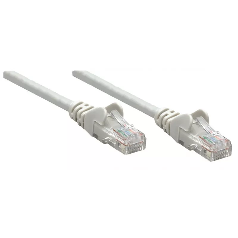Intellinet tinklo jungiamasis kabelis, Cat6A, 0,25 m, pilkas, varinis, S/FTP, LSOH/LSZH, PVC, RJ45, paauksuoti kontaktai, su apsauga nuo užkliuvimo, su gaubtuku, viso gyvenimo garantija