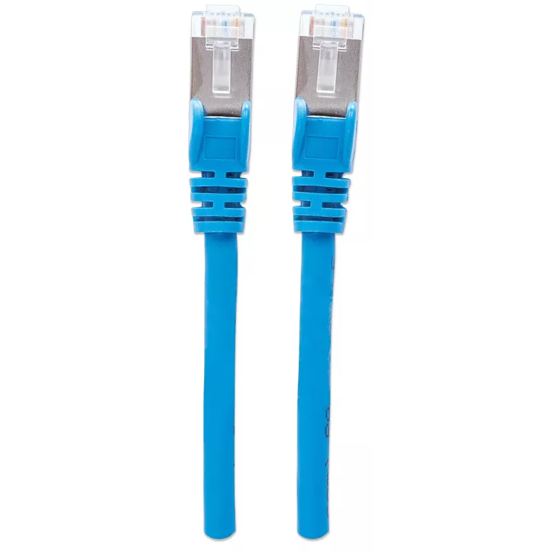 Intellinet tinklo jungiamasis laidas Cat6A, 2 m, mėlynas, varinis, S/FTP, LSOH/LSZH, RJ45, auksuoti kontaktai, su apsauga nuo užkabinimo, su bateliais, garantija visam laikui