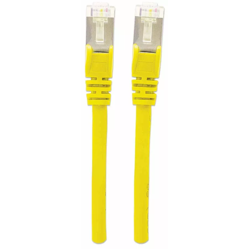 Intellinet tinklo jungiamasis kabelis, Cat7 kabelis / Cat6A kištukai, 10 m, geltonas, varinis, S/FTP, LSOH / LSZH, PVC, RJ45, auksuoti kontaktai, su apsauginiu gaubteliu, su įvore, viso gyvenimo garantija