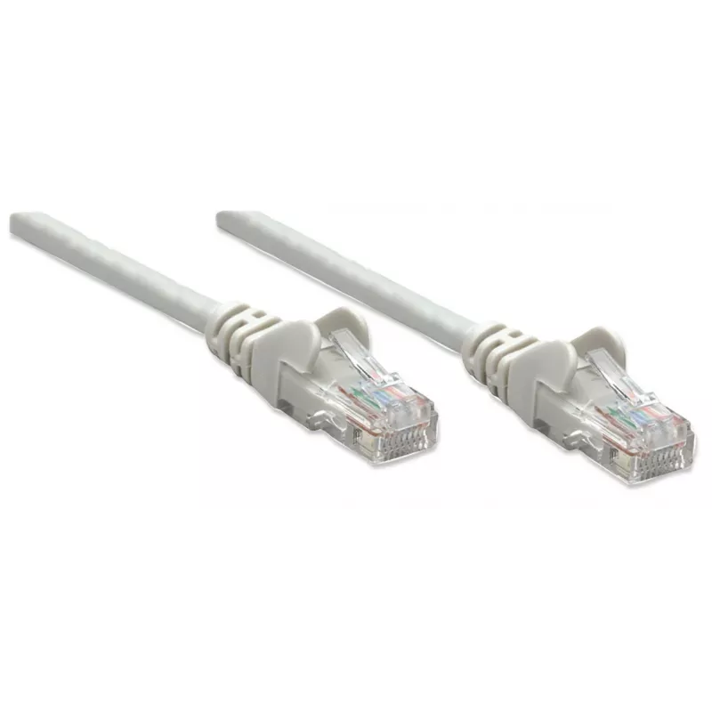 Intellinet tinklo jungiamasis kabelis, Cat5e, 0,5 m, pilkas, CCA, U/UTP, PVC, RJ45, paauksuoti kontaktai, be užkabinimo, su apsauginiu gaubteliu, viso gyvenimo garantija