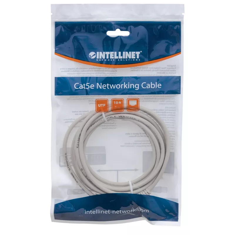 Intellinet tinklo jungiamasis laidas, Cat6, 7,5 m, pilkas, CCA, U/UTP, PVC, RJ45, paauksuoti kontaktai, apsaugotas nuo užkabinimo, su apsauginiu gaubteliu, viso gyvenimo garantija