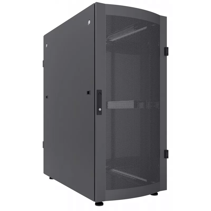 Intellinet 19 colių serverio spinta – laisvai pastatoma, 36U, 600x1200 mm, juoda, plokščia pakuotė, 1500 kg, daugiataškis durų užraktas, po vieną užraktą šoninėms plokštėms, naudingas gylis 123–973 mm, IP20, plieninė