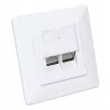 Intellinet 2 prievadų Cat6a 10G ekranuota RJ45 sieninė plokštė su dangteliu, STP, Signal White RAL9003