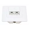 Intellinet 2 prievadų Cat6a 10G ekranuota RJ45 sieninė plokštė su dangteliu, STP, Signal White RAL9003