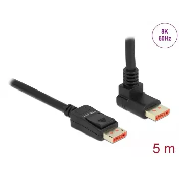 DisplayPort kabelis DeLOCK 87057 8K 60Hz 5m vyriškas į vyrišką 90° kampu