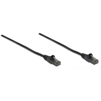 Intellinet tinklo jungiamasis kabelis, Cat6, 10 m, juodas, CCA, U/UTP, PVC, RJ45, paauksuoti kontaktai, su apsauga nuo užkliuvimo, su batu, viso gyvenimo garantija