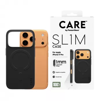 Apsauginis dėklas PanzerGlass CARE™ SL1M su MagSafe, skirtas iPhone 17 Pro – juodas