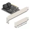 Vidinė SATA adapterio kortelė DELOCK 90890 – PCIe į 5× SATA (JMicron JMB585), mažo profilio, juoda
