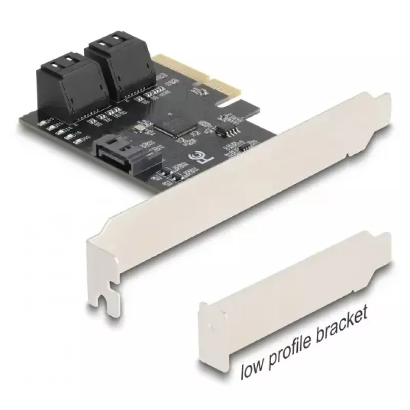 Vidinė SATA adapterio kortelė DELOCK 90890 – PCIe į 5× SATA (JMicron JMB585), mažo profilio, juoda