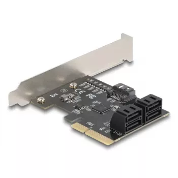 Vidinė SATA adapterio kortelė DELOCK 90890 – PCIe į 5× SATA (JMicron JMB585), mažo profilio, juoda
