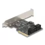 Vidinė SATA adapterio kortelė DELOCK 90890 – PCIe į 5× SATA (JMicron JMB585), mažo profilio, juoda