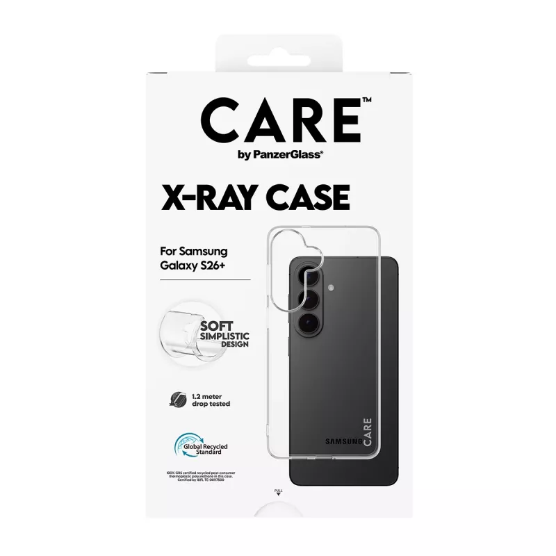 Apsauginis dėklas PanzerGlass CARE X-Ray Case, skirtas Samsung Galaxy S26+ (CR41489) – skaidrus apsauginis telefono dėklas