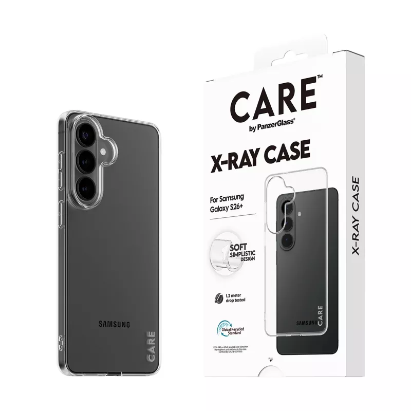 Apsauginis dėklas PanzerGlass CARE X-Ray Case, skirtas Samsung Galaxy S26+ (CR41489) – skaidrus apsauginis telefono dėklas