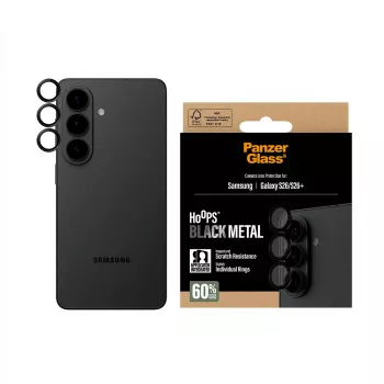 PanzerGlass Hoops fotoaparato objektyvo apsauga juoda, skirta Samsung Galaxy S26 / S26+ — grūdintas stiklas ir silikonas, atspari įbrėžimams ir smūgiams