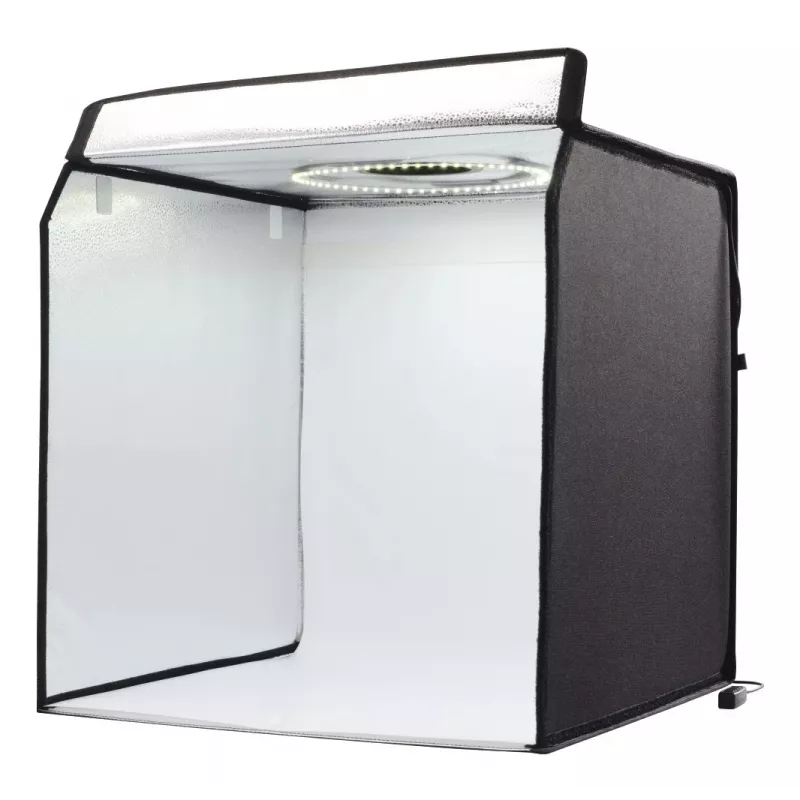 Mini foto studija HAMA sulankstoma dėžė su LED žiedine šviesa 50×50 cm, modelis 00004664