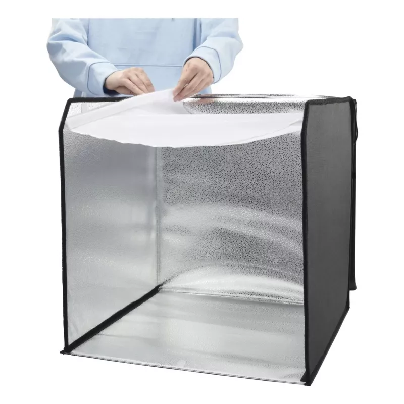 Mini foto studija HAMA sulankstoma dėžė su LED žiedine šviesa 50×50 cm, modelis 00004664