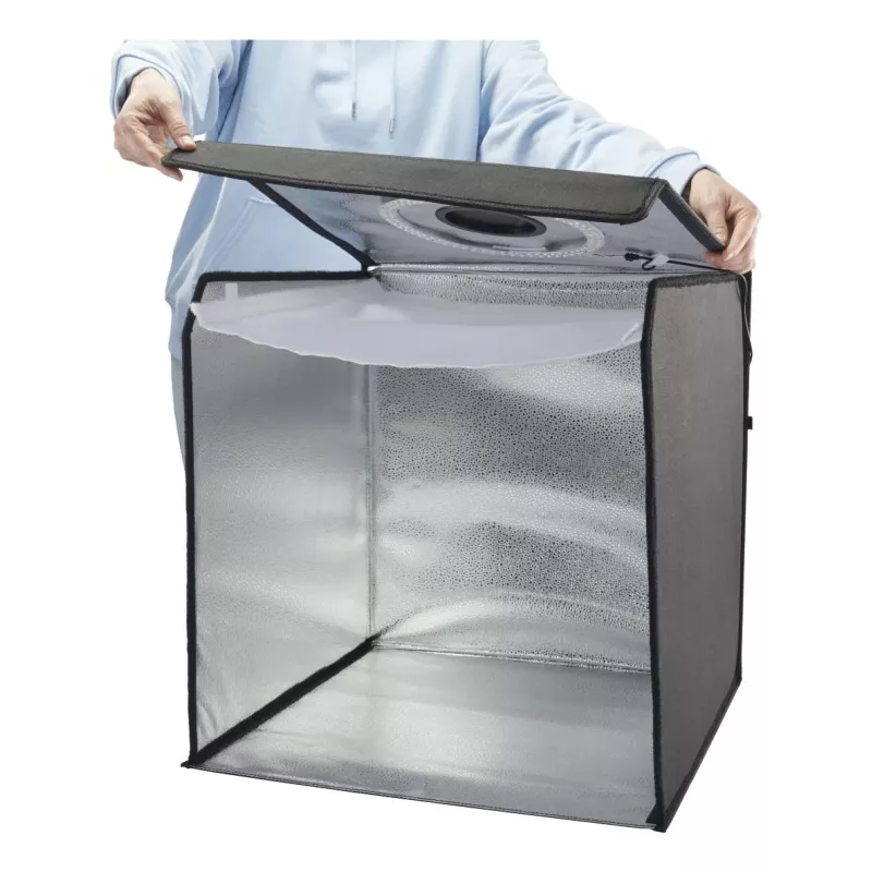 Mini foto studija HAMA sulankstoma dėžė su LED žiedine šviesa 50×50 cm, modelis 00004664