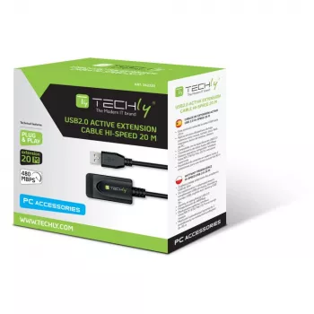 Techly IUSB-REP220TY3 USB ilginimo kabelis USB 2.0 20 m USB A Juoda