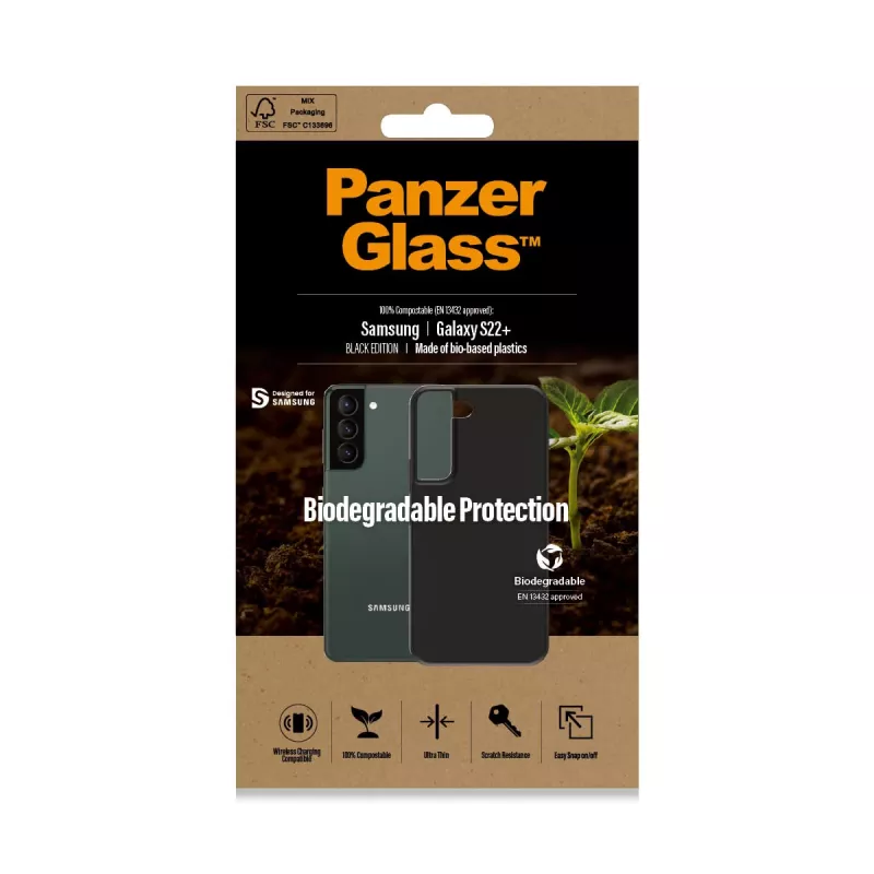 PanzerGlass Samsung Galaxy S22 Plus dėklas juodas, biologiškai skaidus