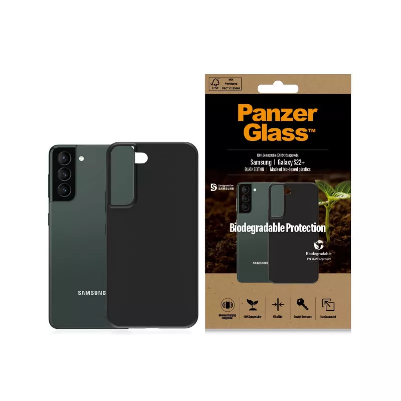 PanzerGlass Samsung Galaxy S22 Plus dėklas juodas, biologiškai skaidus