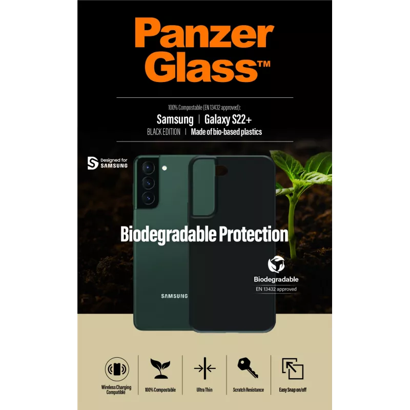 PanzerGlass Samsung Galaxy S22 Plus dėklas juodas, biologiškai skaidus