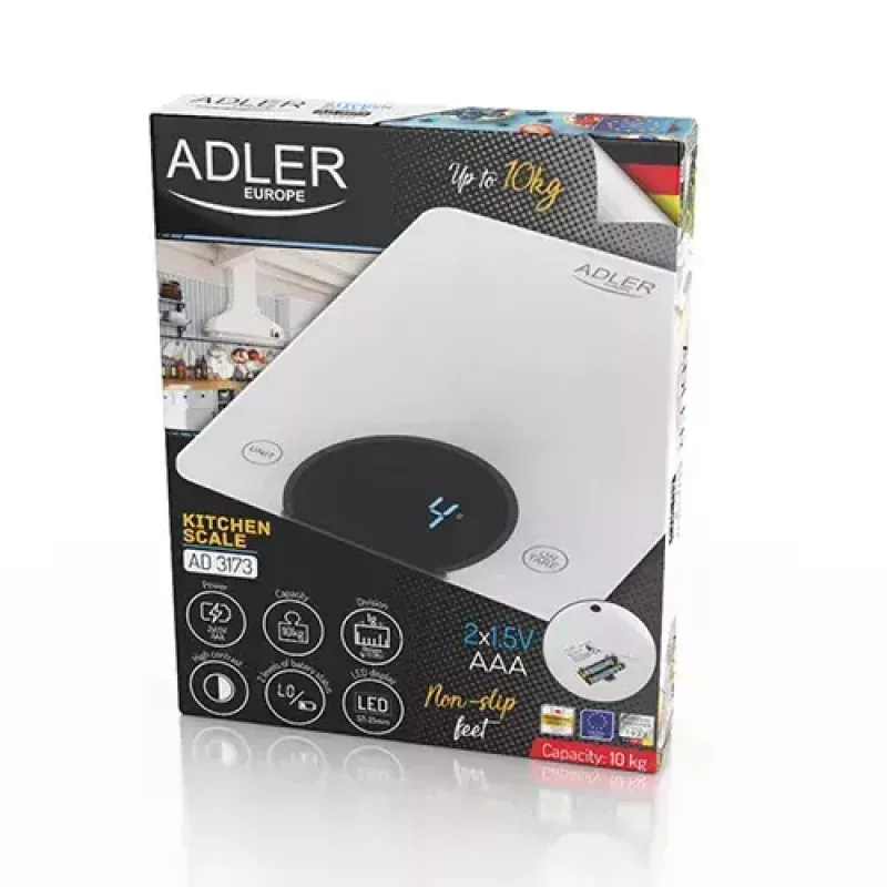 Virtuvinės elektroninės svarstyklės Adler AD 3173W
