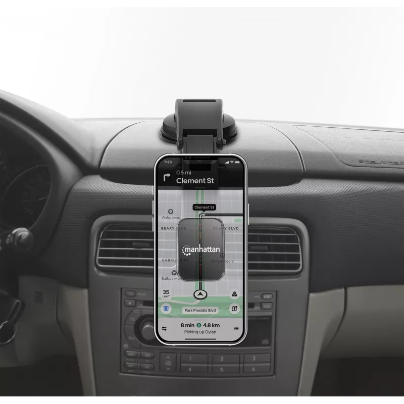 Manhattan Universalus automobilio magnetinis telefono laikiklis ant prietaisų skydelio, juodas, trejų metų garantija