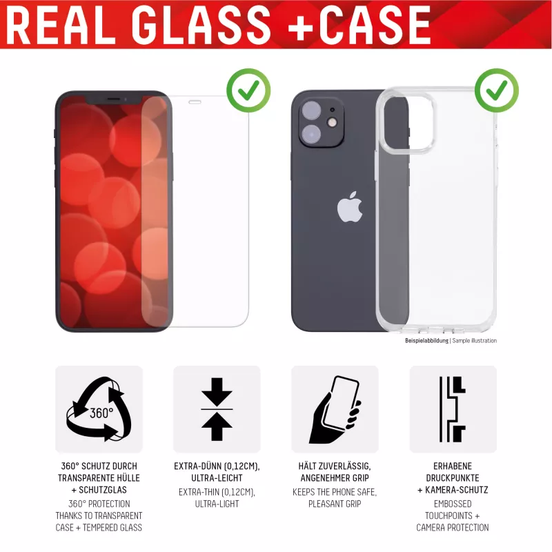Displex apsauginis stiklas (10H) + dėklas, skirtas Apple iPhone 13 Pro, montavimo lipdukas, grūdintas stiklas, atsparus įbrėžimams