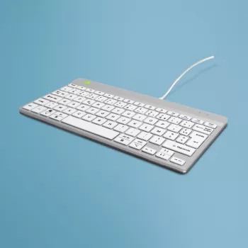 R-Go Tools ergonominė klaviatūra R-Go Compact Break, kompaktiška klaviatūra su pertraukų programine įranga, AZERTY (FR), laidinė, balta