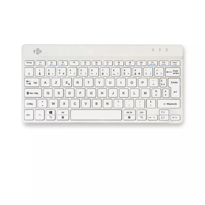 R-Go Tools ergonominė klaviatūra R-Go Compact Break, kompaktiška klaviatūra su pertraukų programine įranga, AZERTY (FR), Bluetooth, balta