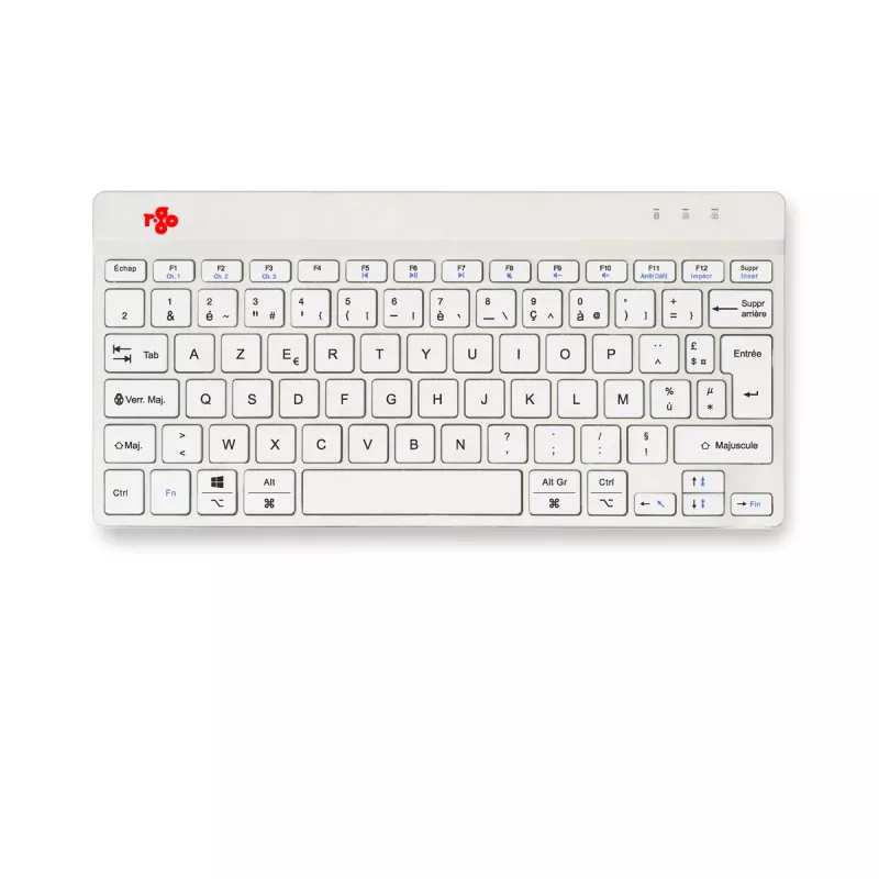 R-Go Tools ergonominė klaviatūra R-Go Compact Break, kompaktiška klaviatūra su pertraukų programine įranga, AZERTY (FR), Bluetooth, balta