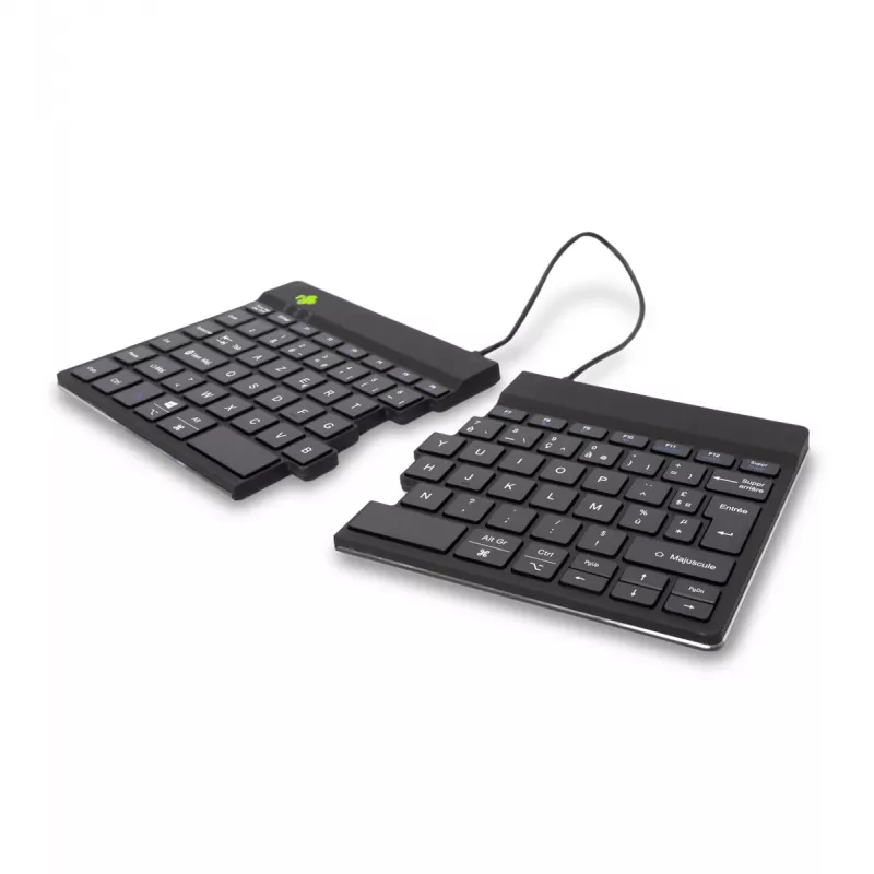 Ergonominė klaviatūra R-Go Split Break su pertraukų programine įranga, išskirta ergonomiška klaviatūra, AZERTY (FR), Bluetooth, juoda