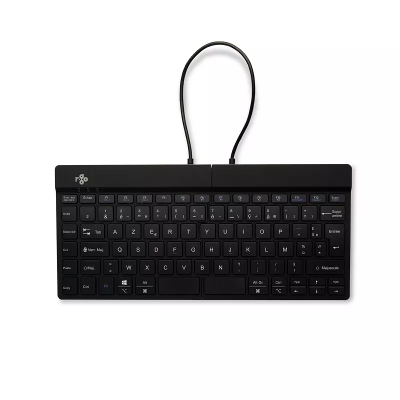 Ergonominė klaviatūra R-Go Split Break su pertraukų programine įranga, išskirta ergonomiška klaviatūra, AZERTY (FR), Bluetooth, juoda